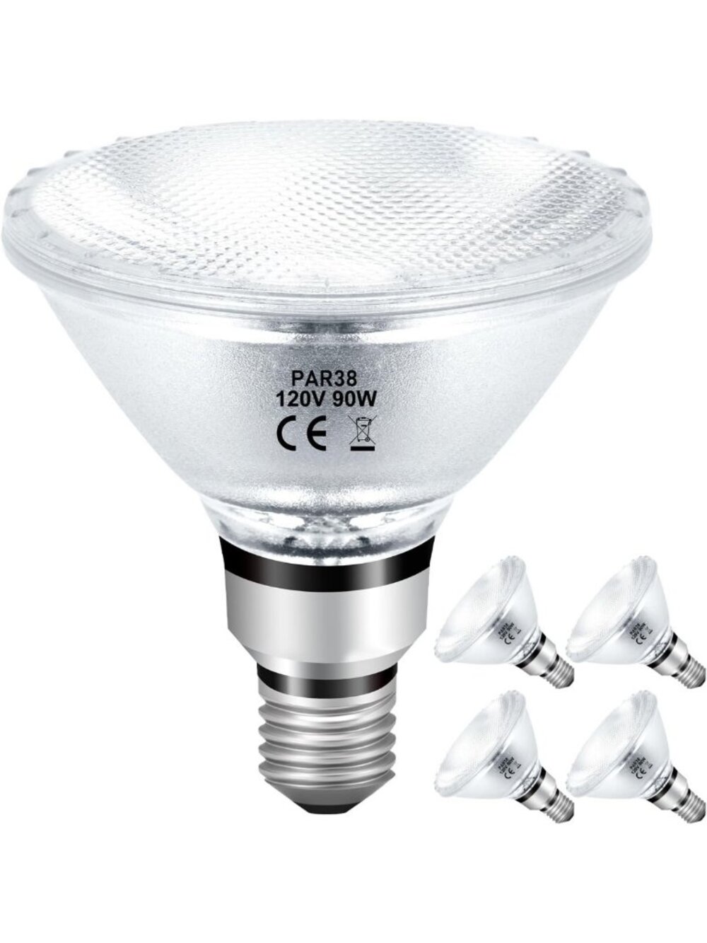 Dimmable 90W PAR38 Halogen Flood Light Bulbs, 4-Pack, Warm White 2700K, 4050